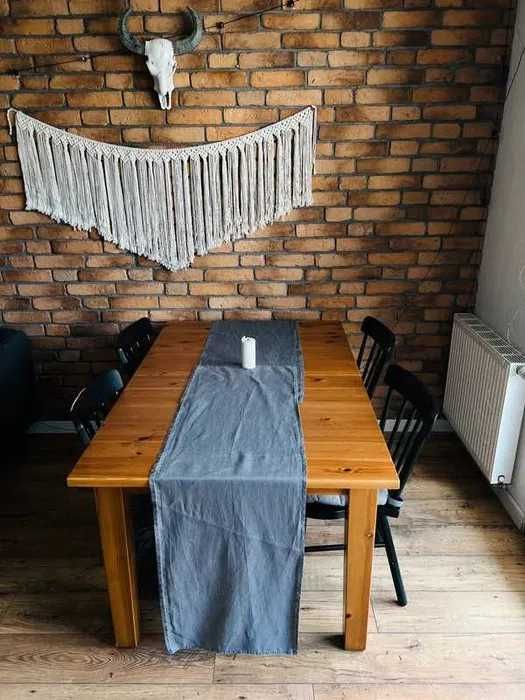 Lniany bieżnik na stół szary antracyt 45 cmx 150 cm 2 sztuki
