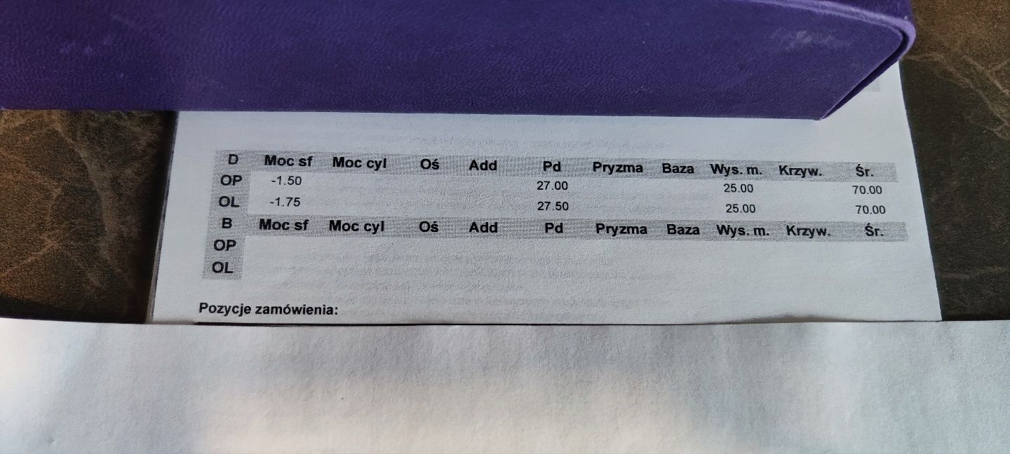 Fioletowe korekcyjne okulary moretti Kodano Optyk