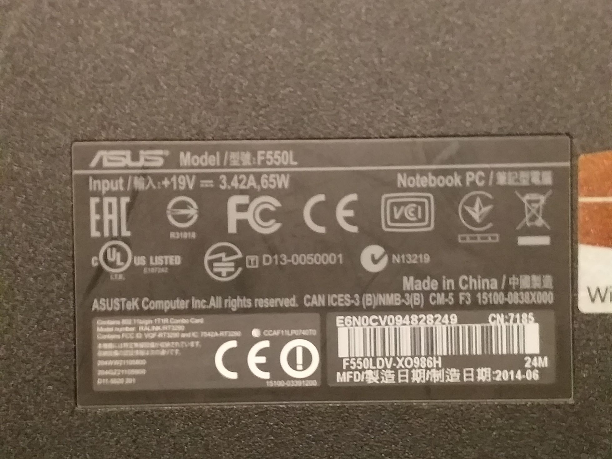 Laptop Asus F550L . i5