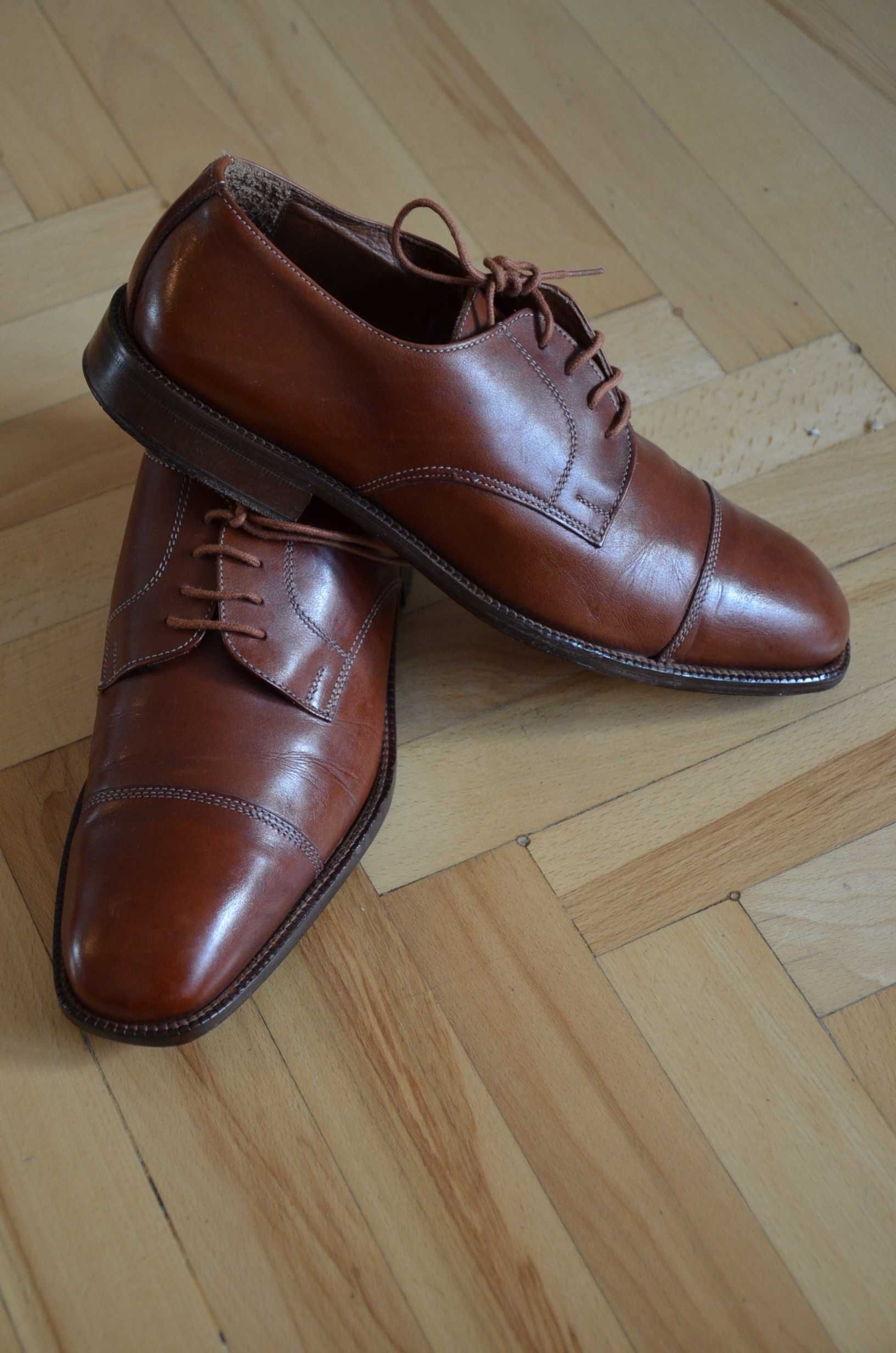 Buty męskie wizytowe MacKenny 42 wkł.28 całe ze skóry Made in Italy