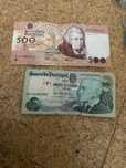 Notas antigas Escudos – 20$00 (1978) e 500$00 (Almeida Garrett)