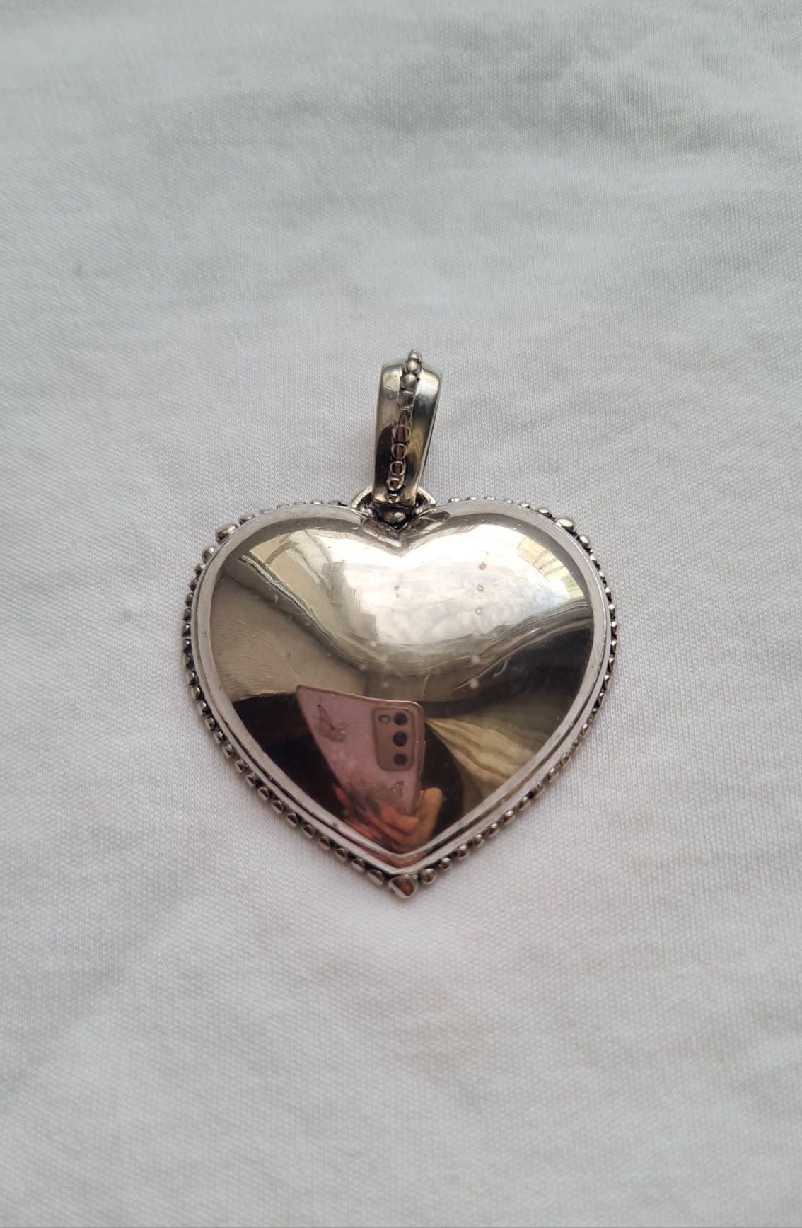 Женский массивный кулон подвес сердце, импорт, серебро 925