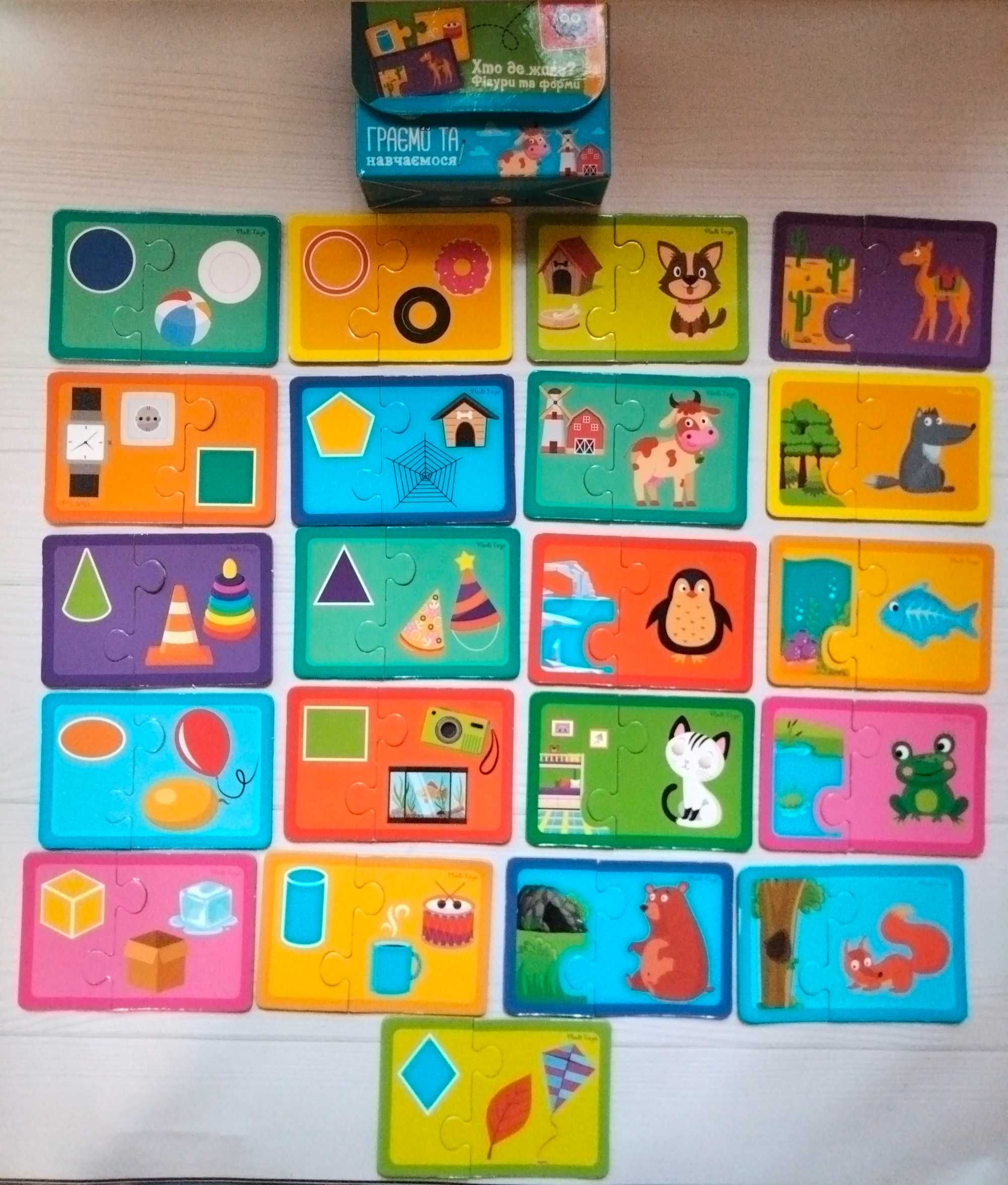 Обучающие пазлы Хто де живе? Фігури і форми от 3 до 5 лет Vladi Toys