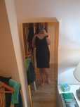 Vestido cetim preto com alças brilhantes