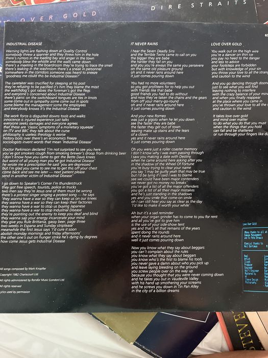 LP DIRE STRAITS Love Over Gold