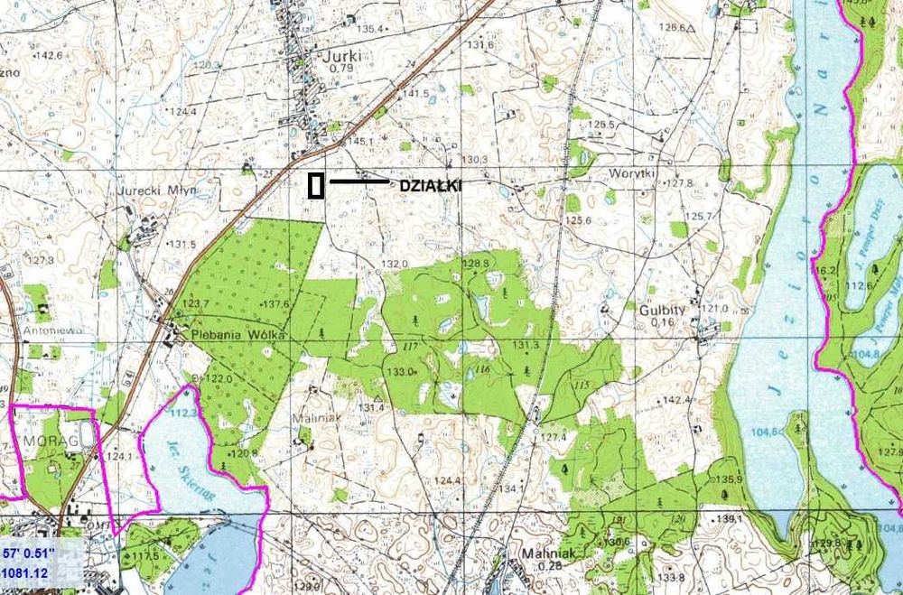 Działka budowlana Morąg -  Jurki uzbrojona warunki zabudowy Narie