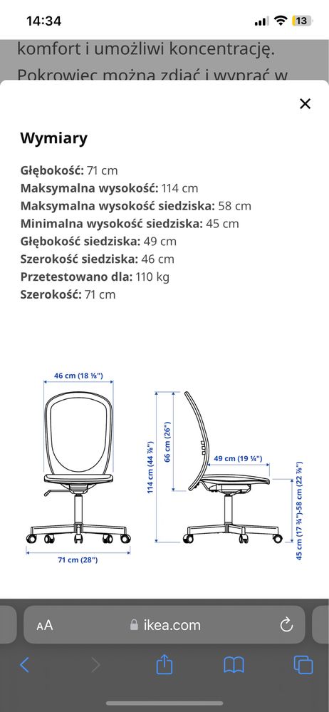 Krzesło biurowe czarne