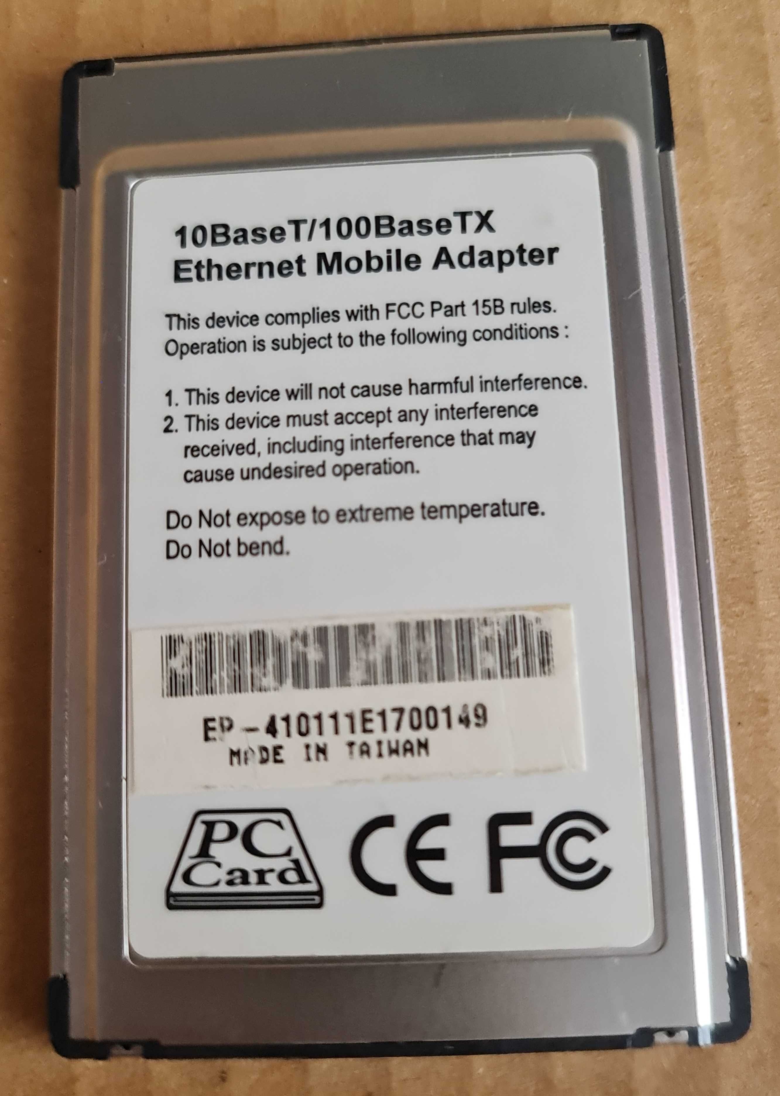 Placa PCMCIA Ethernet 10BaseT/100BaseTX