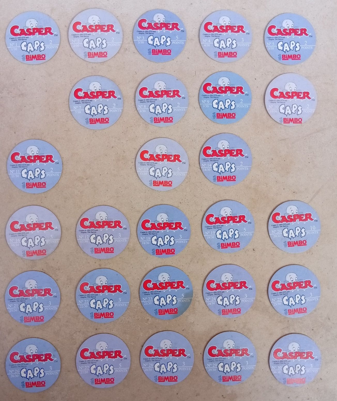 Lote de tazos da coleção Gasper da Bimbo