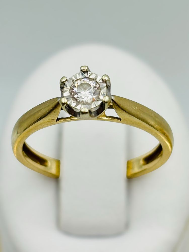 Pierścionek Złoty z Brylantem 0.15ct 585/14k 2.03g roz13 Certyfikat