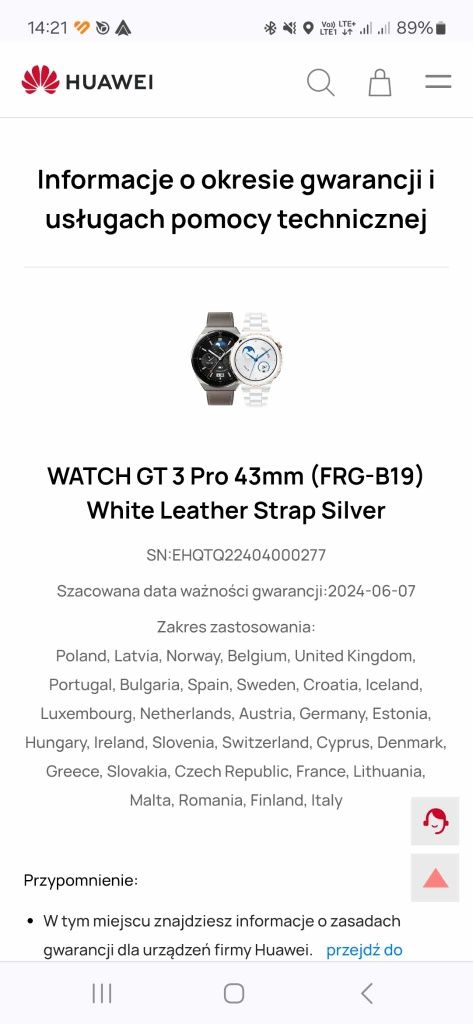 Huawei watch GT 3 pro 43mm idealny jak Nowy