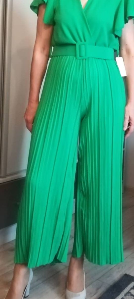 Kombinezon Nowy plisowany włoski zielony uniwersalny elegancki