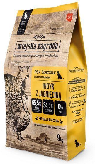 Karma hipoalergiczna dla psa - Wiejska Zagroda Indyk z jagnięciną 9kg