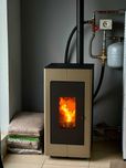 Piec piecyk na pellet EvaCalor Luisa Hydro 11kW płaszcz wodny Capucino