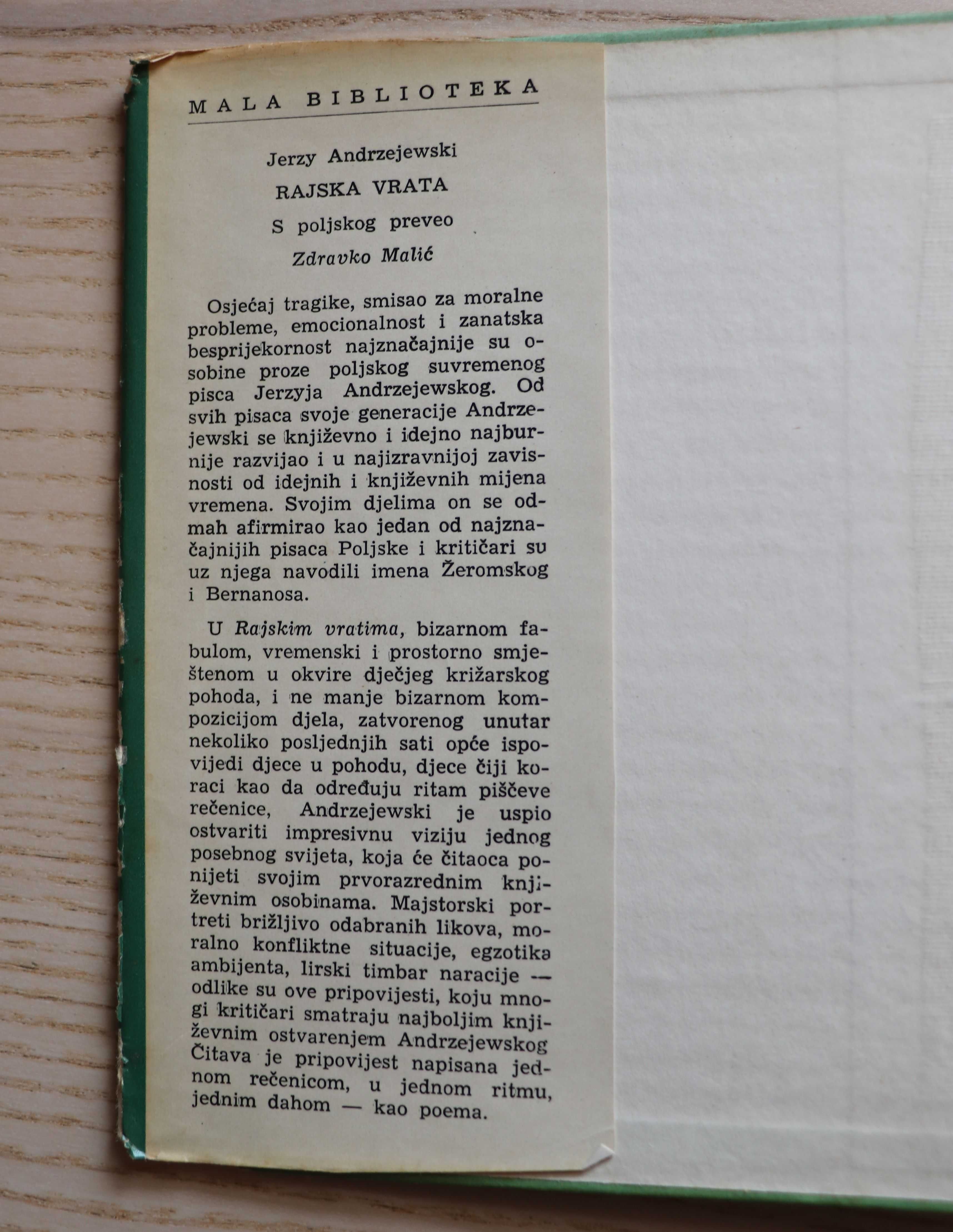 Jerzy Andrzejewski Bramy raju język chorwacki Zagreb 1968