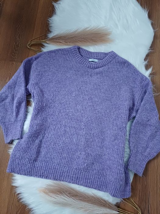 Fioletowy liliowy ciepły sweter S/M trendy na jesień na zimę