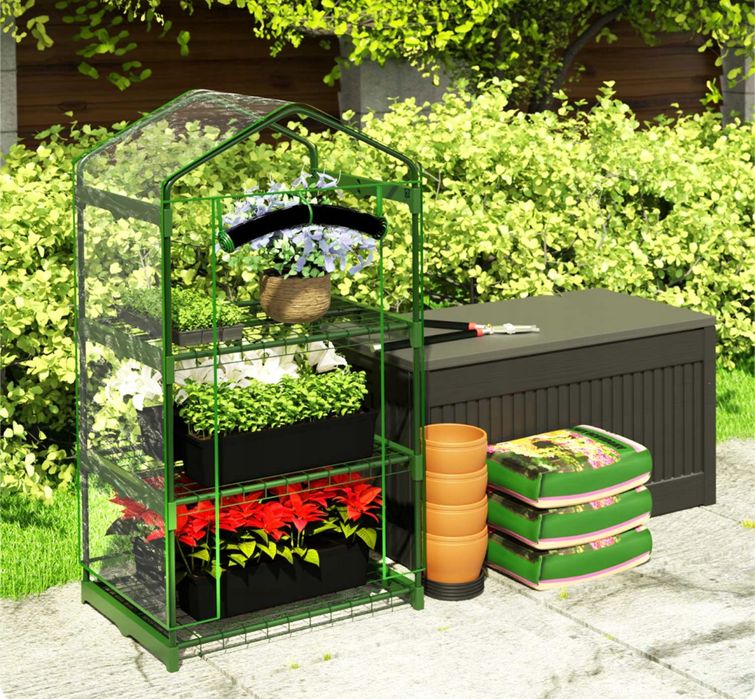 Mini Szklarnia Ogrodowa Balkonowa Regał Kwietnik na Kwiaty 125x69x49cm