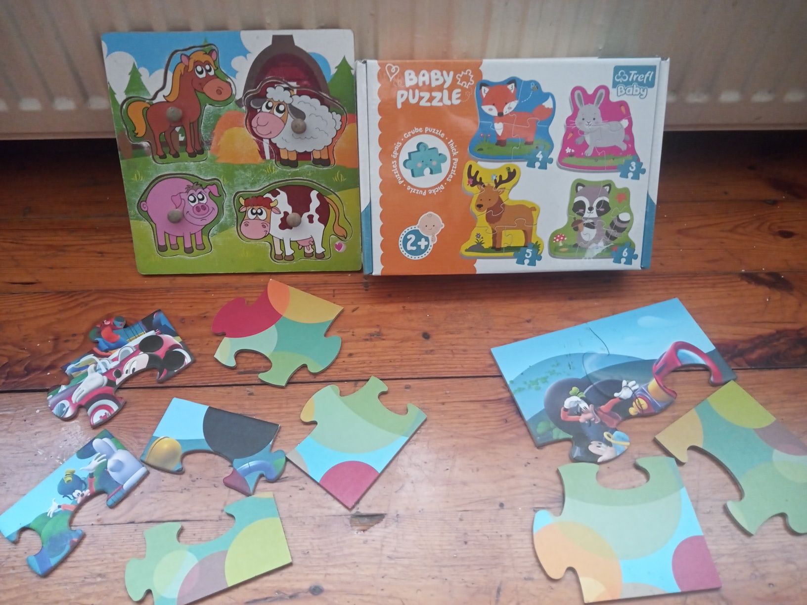 Zestaw ; w tym NOWE i drewniane puzzle dla maluchów