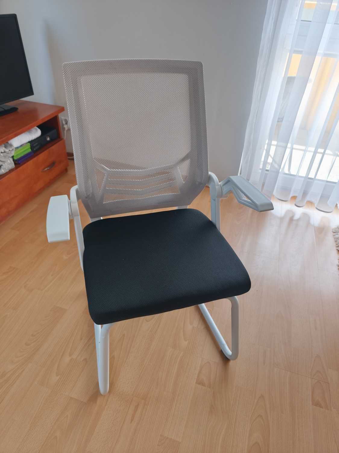 Ergonomiczne Krzesło Biurowe, Konferencyjne z Siatki – Białe