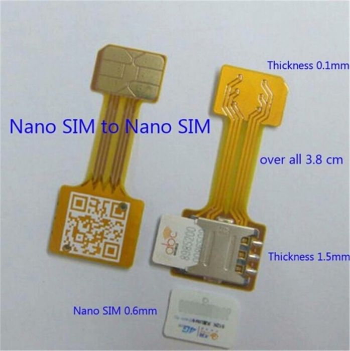 Адаптер для 2-х двух сим sim nano micro переходник шлейф нано