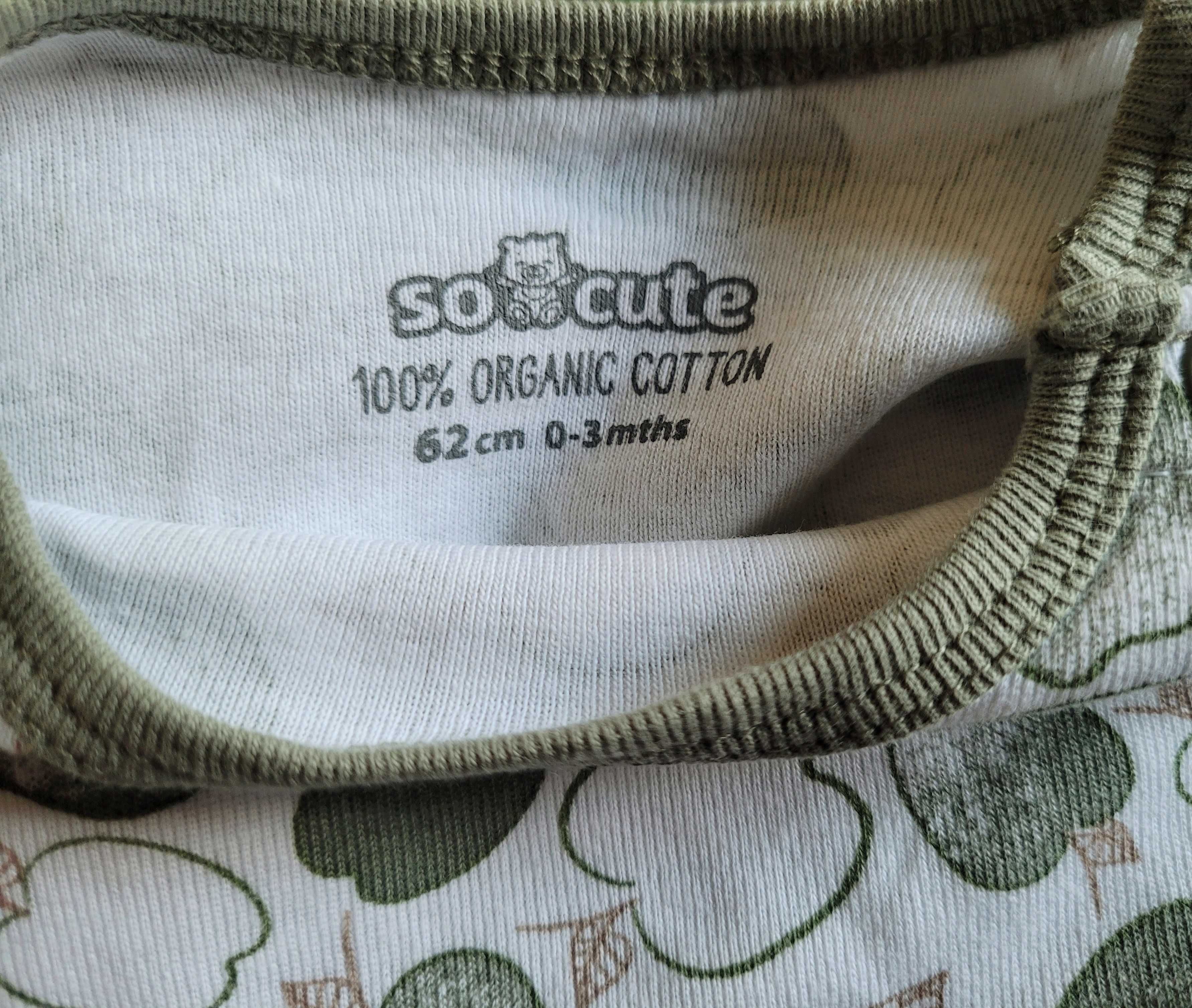Body z bawełny organicznej 62 0-3 długi rękaw wzór unisex