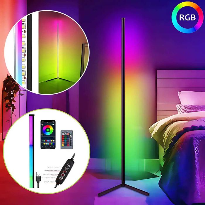 Напольная LED-лампа, угловой USB светильник с RGB-подсветкой, ПУ