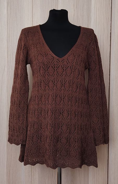 Watcher ażurowy brązowy sweter damski M