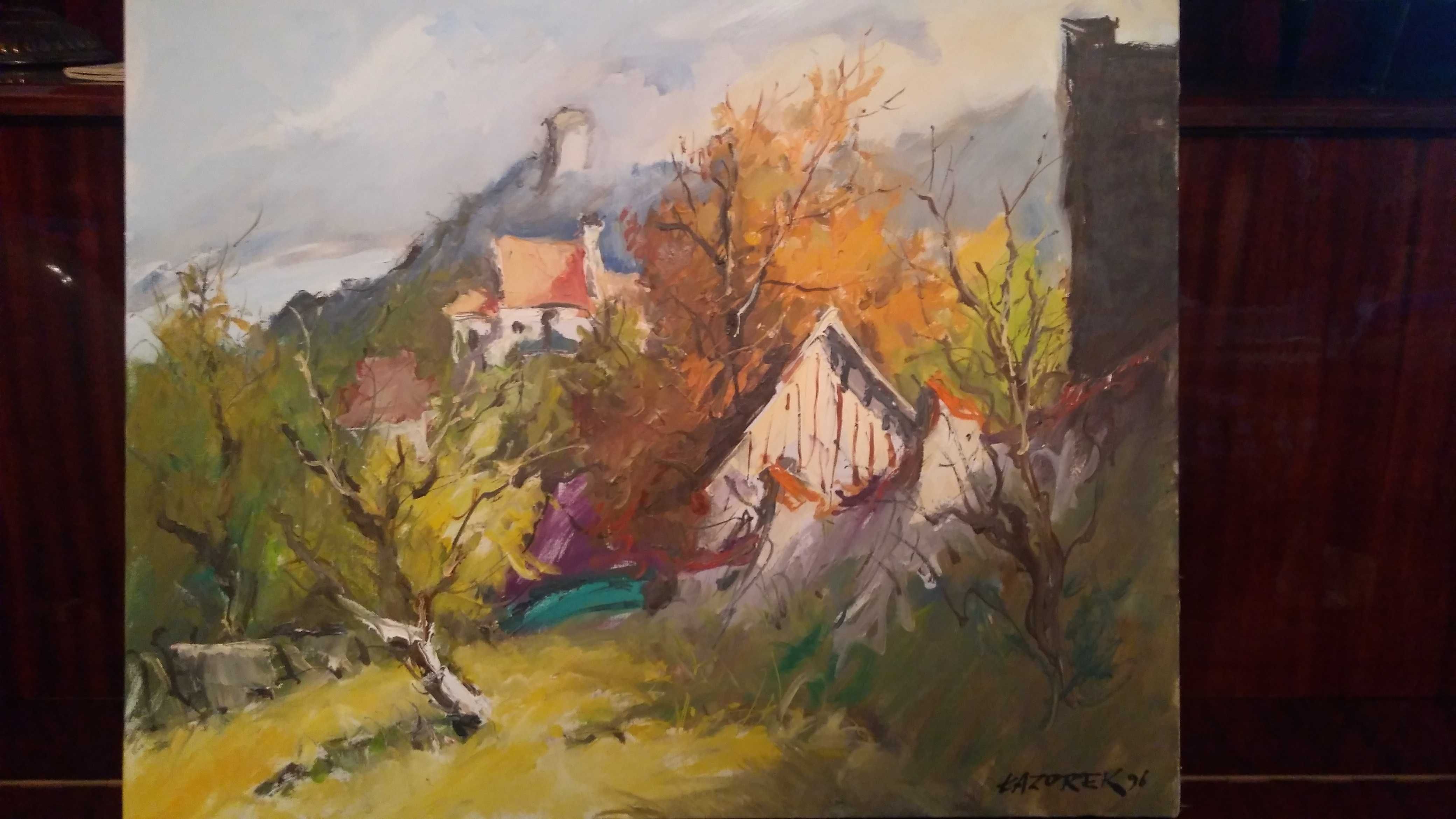 Obraz Kazimierz Dolny nad Wisłą , Łazorek  , płótno , olej , 55x45 cm.