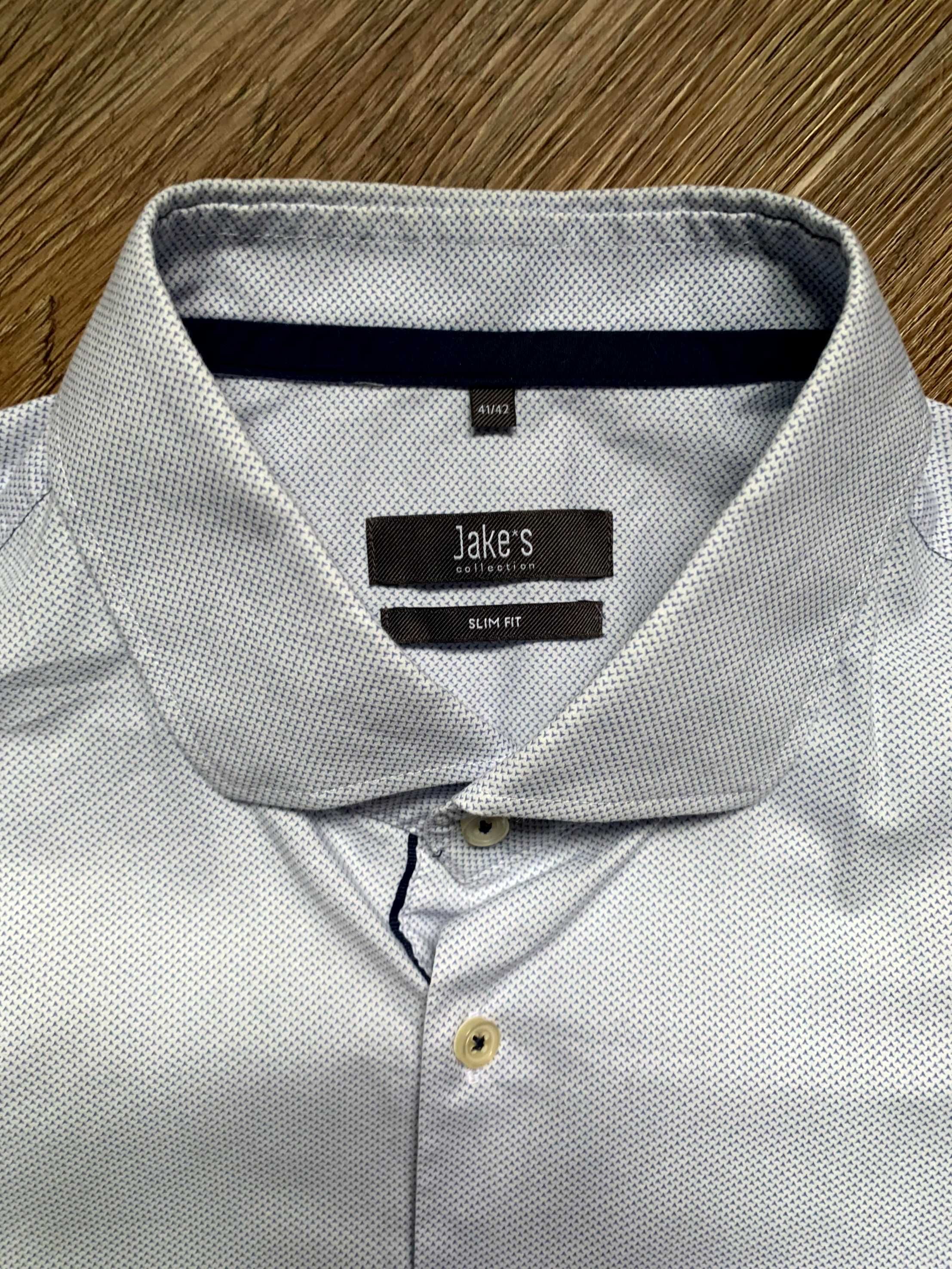 Jake's biała koszula długi rękaw slim fit 100% bawełna 41/42 stan BDB