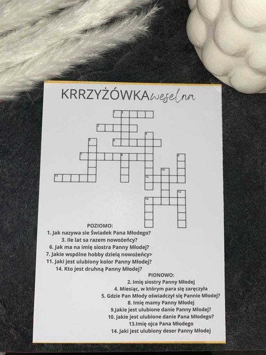 Krzyżówka weselna personalizowana