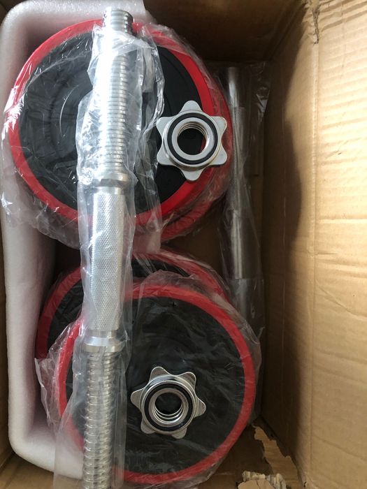 Halteres e Barra com 25kg Novo.
