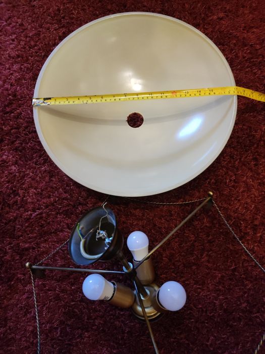 Luminária de teto em vidro e metal