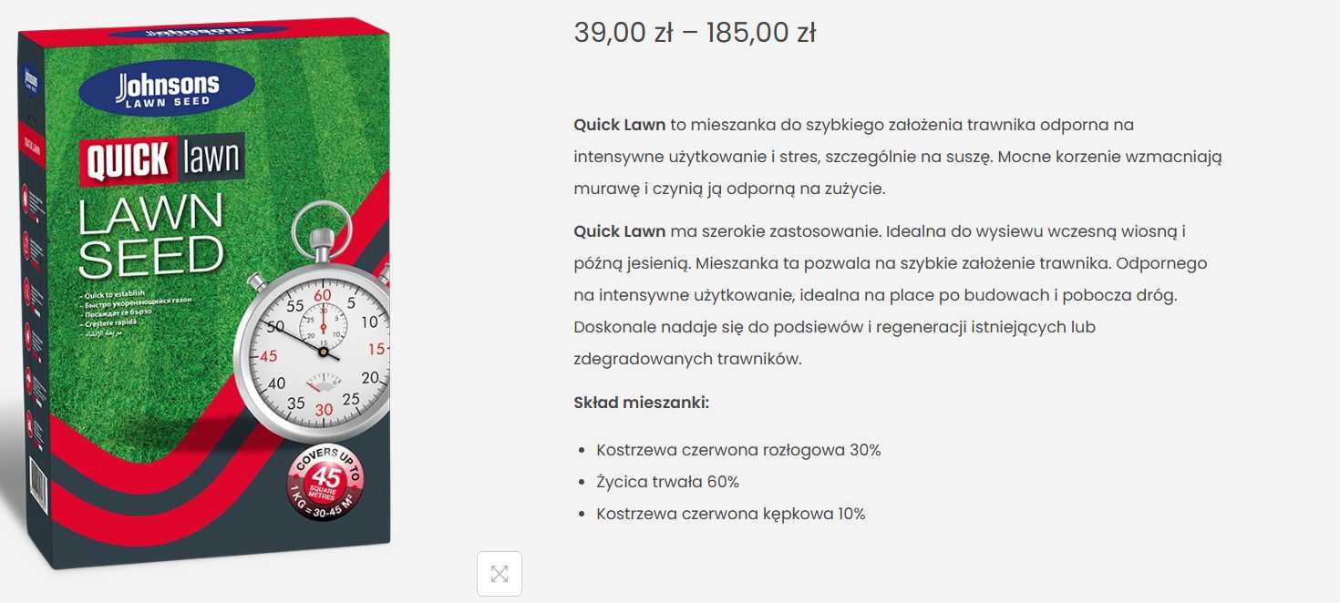 Trawa JOHNSONS Quick Lawn- Szybki trawnik- opakowanie 5kg