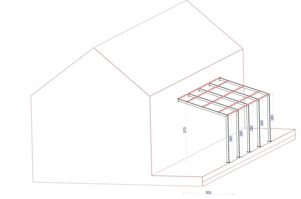 Konstrukcja zadaszenie tarasu 3x6m