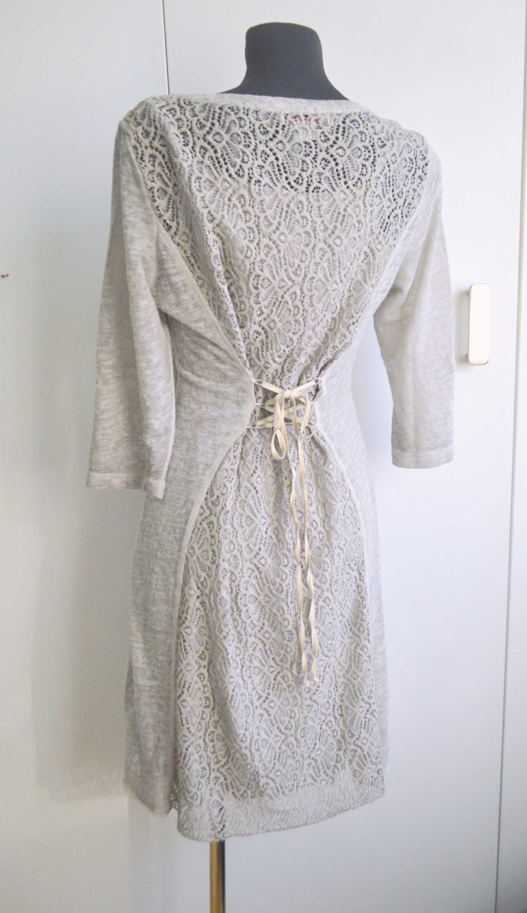 Linea Tesini super sukienka 2w1 boho folk beż kolory ziemi