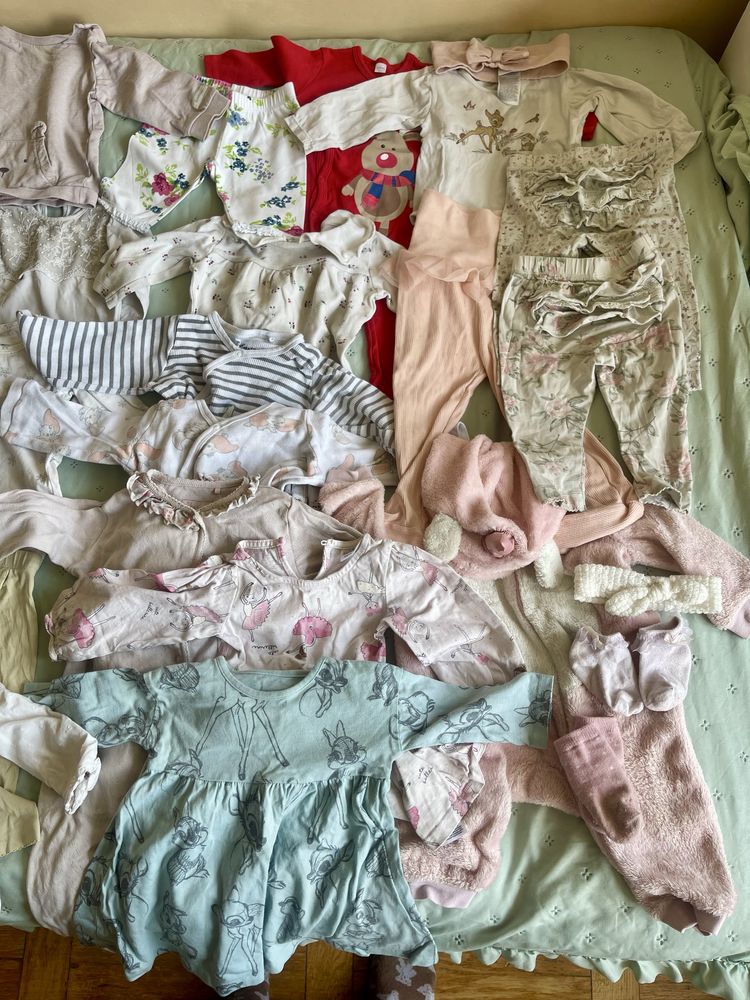Paka paczka ubranek dla dziewczynki niemowlaka 74 68 Newbie H&M Tu