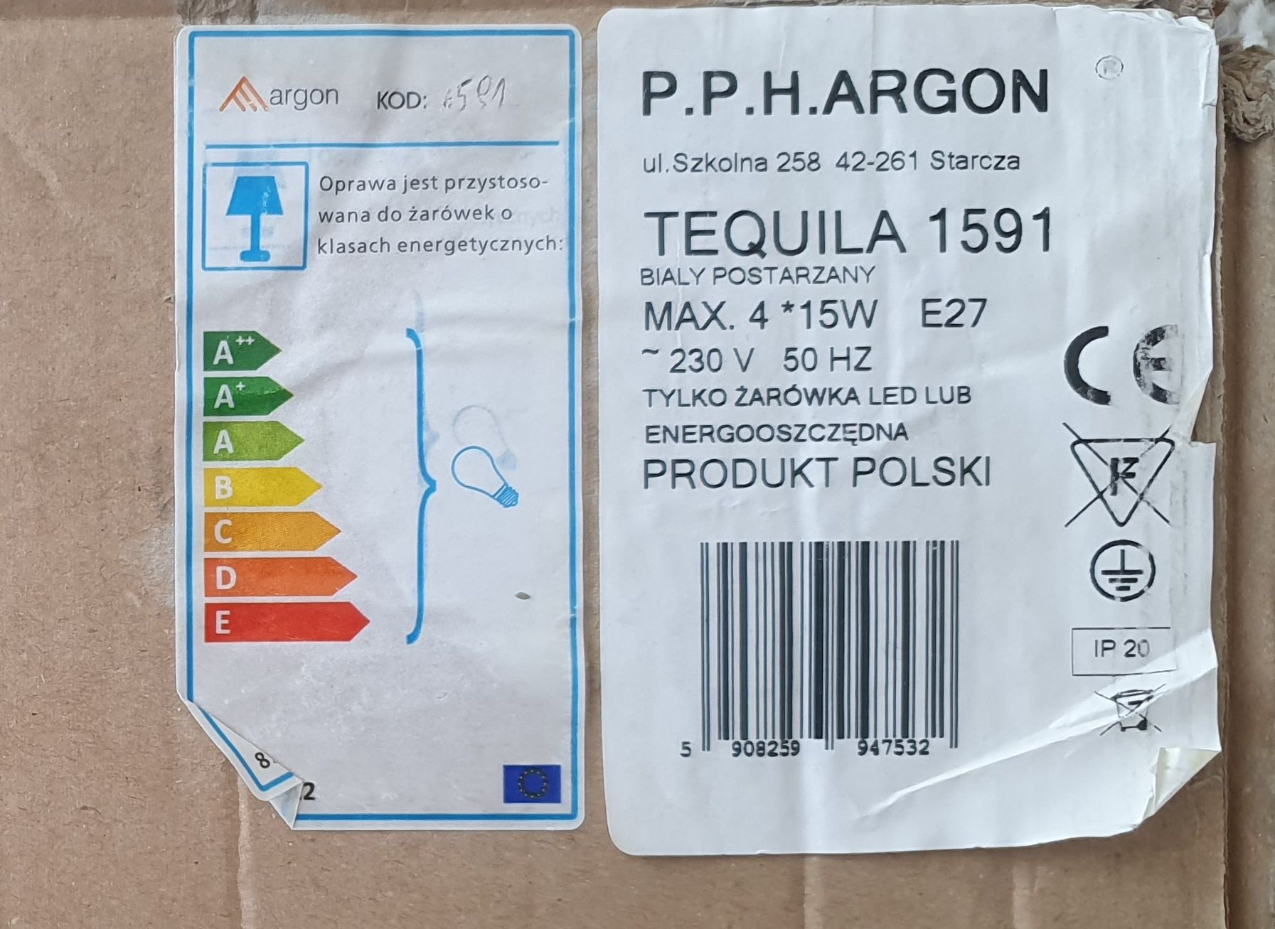 Plafon Argon Tequila 1509 50x50 cm drewno postarzane + szkło mleczne