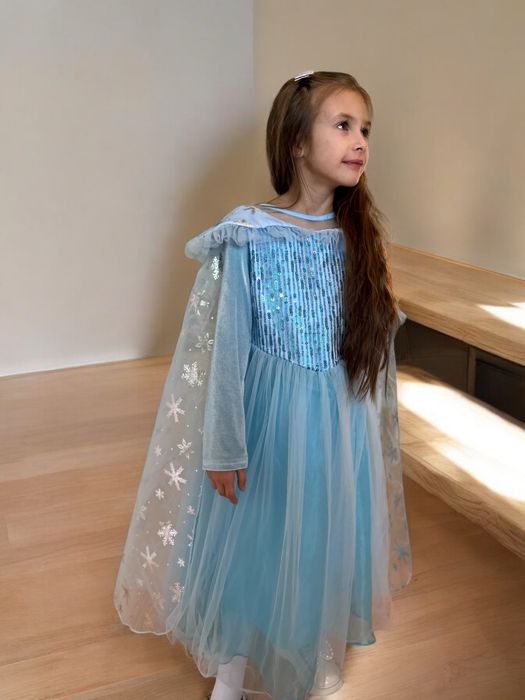 Сукня Ельзи Ельза плаття дитяче костюм Эльза Frozen голубе довге 3-9р.