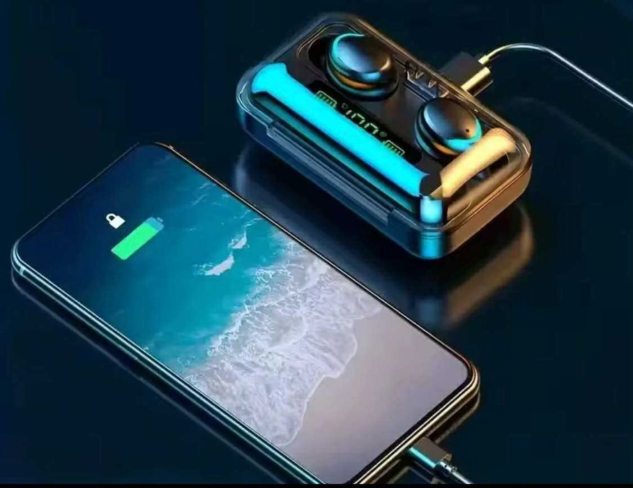 SŁUCHAWKI bezprzewodowe douszne bluetooth z etui powerbank I dotykiem