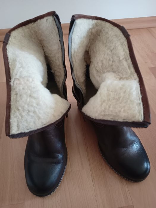 Kozaki botki, skóra naturalna, rozm. 38, ocieplone stan idealny