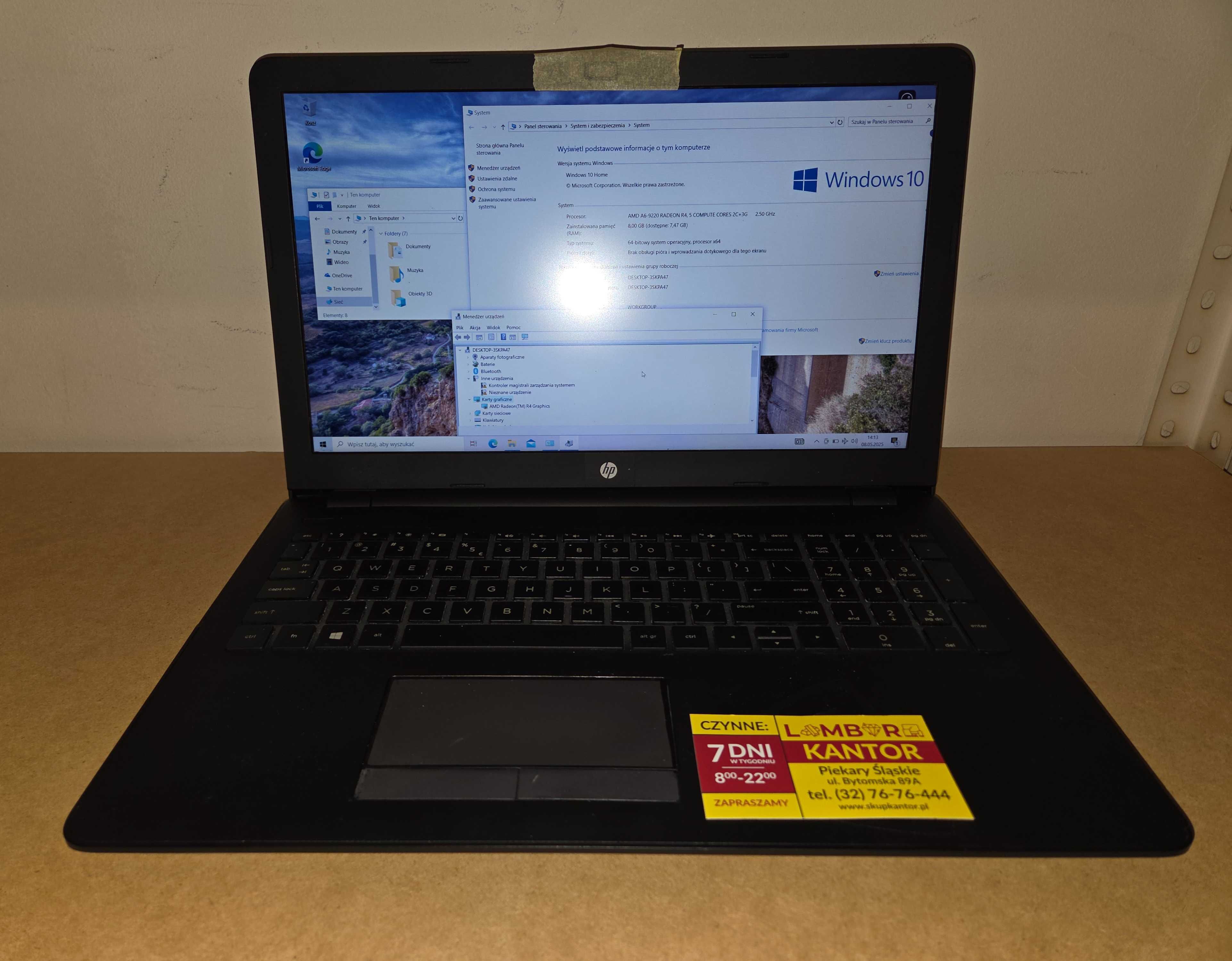 (1885/24) Laptop HP 255 G6 / AMD A6 2.50GHz / 128SSD / 8GB RAM / Win10