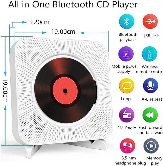 Adirigo Przenośny odtwarzacz CD na biurko z Bluetooth