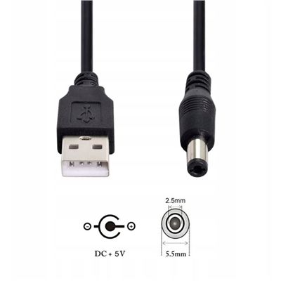 Kabel Zasilający Ładowarka Usb Dc 5.5-2.5Mm 5V