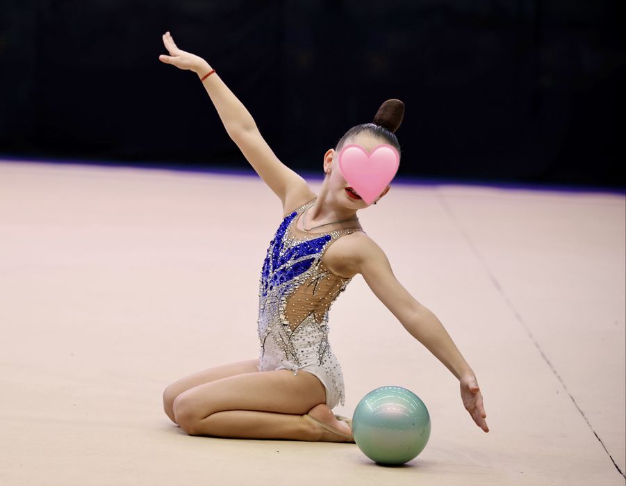 Новий Купальник для художньої гімнастики 119-128см. Голубий, градієнт