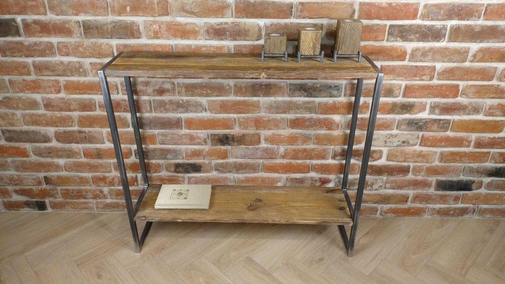 Konsola loft ze starego drewna i stali – transport gratis