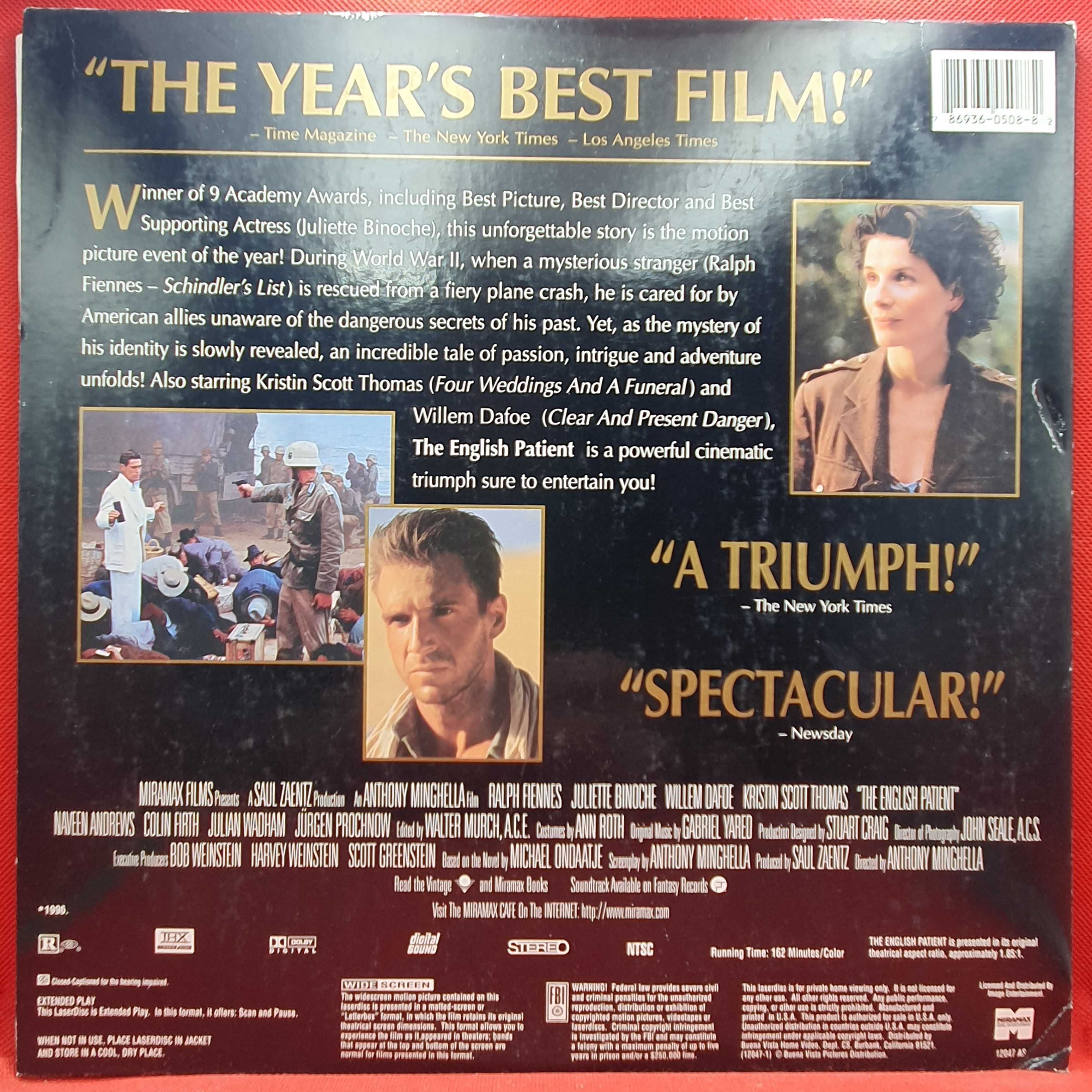 Laser Disc - The English Patient (O Pacient Inglês)