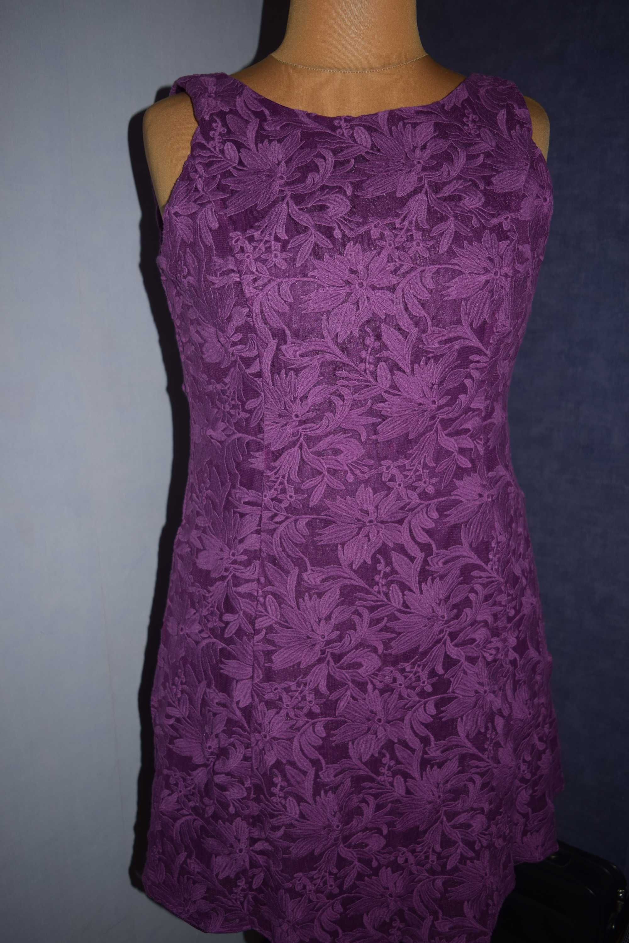 Ariella Piękna sukienka koronkowa fioletowa_44