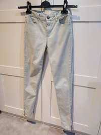 Miętowe spodnie by Zara bawełna 34 XS z zamkami