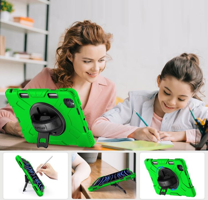 Etui do iPad Mini 6 8.3" z Podstawką i Paskiem na Ramię Zielone