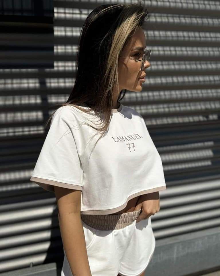 T-shirt LaManuel 77 M L beżowy biały czarny
